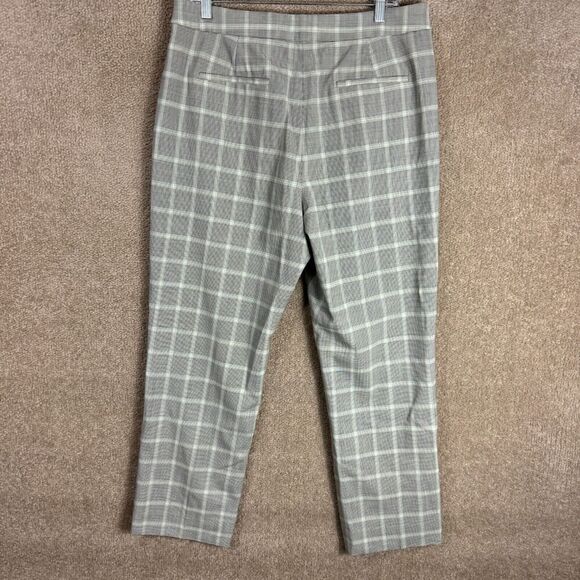 J. Crew Kate Straight Pants Women's 12 Green Plaid Italian Stretch Wool Trousers - Picture 10 of 12